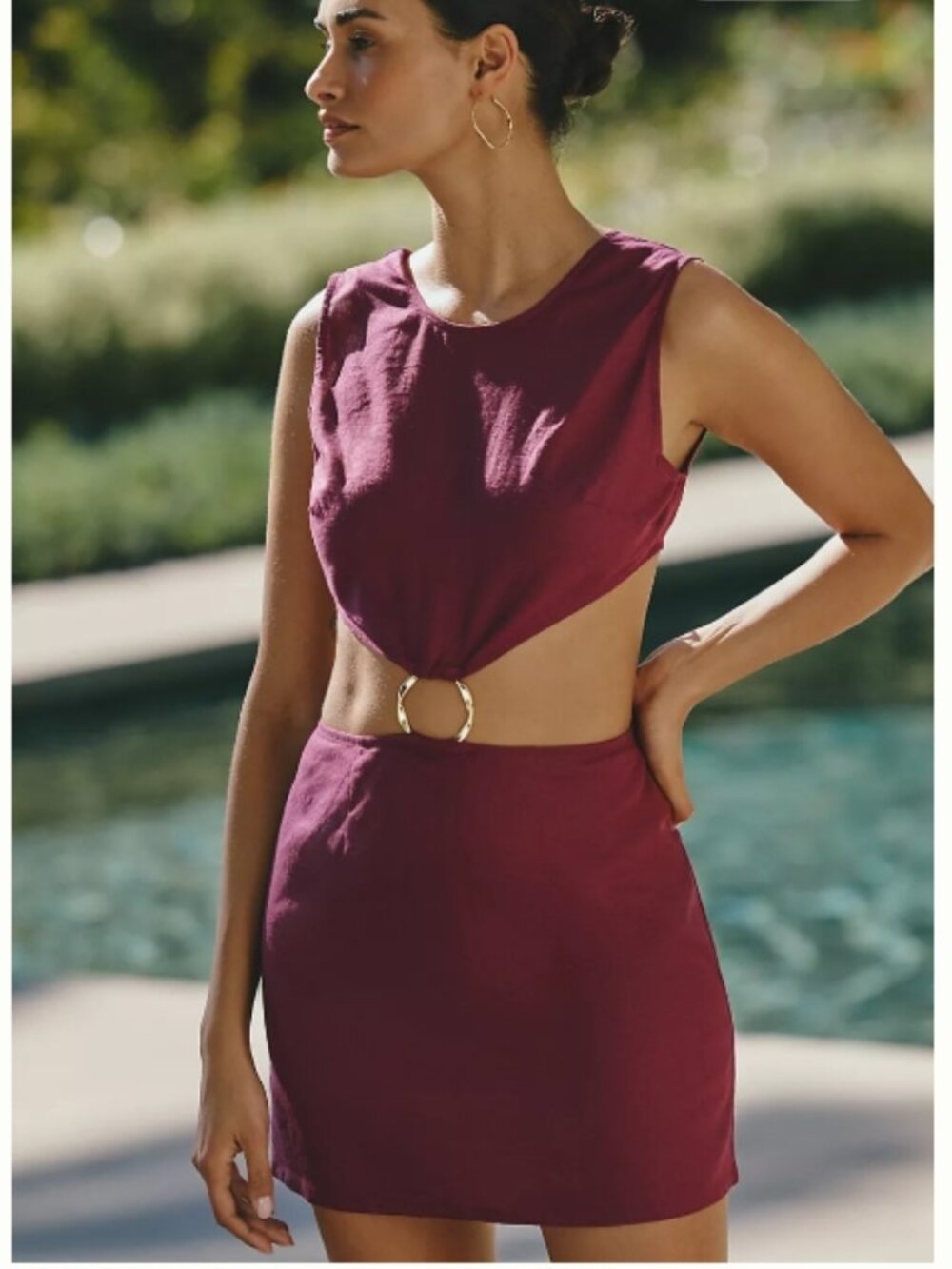 NWT Anthropologie Celandine Anthropologie O-Ring Cutout Mini Linen Blend Dress